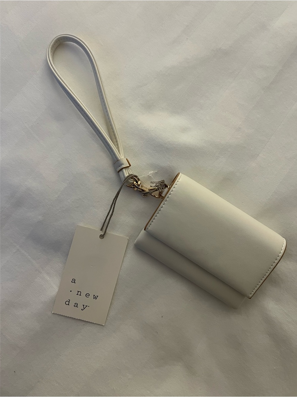 a new day Cream Wristlet Card Case with Strap